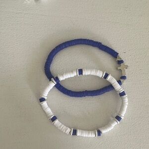 Blue and White Clay Beaded Bracelets